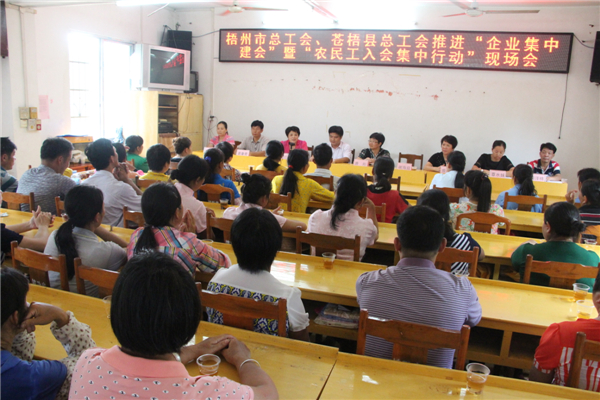 蒼梧縣總工會推進(jìn)農(nóng)民工入會集中行動